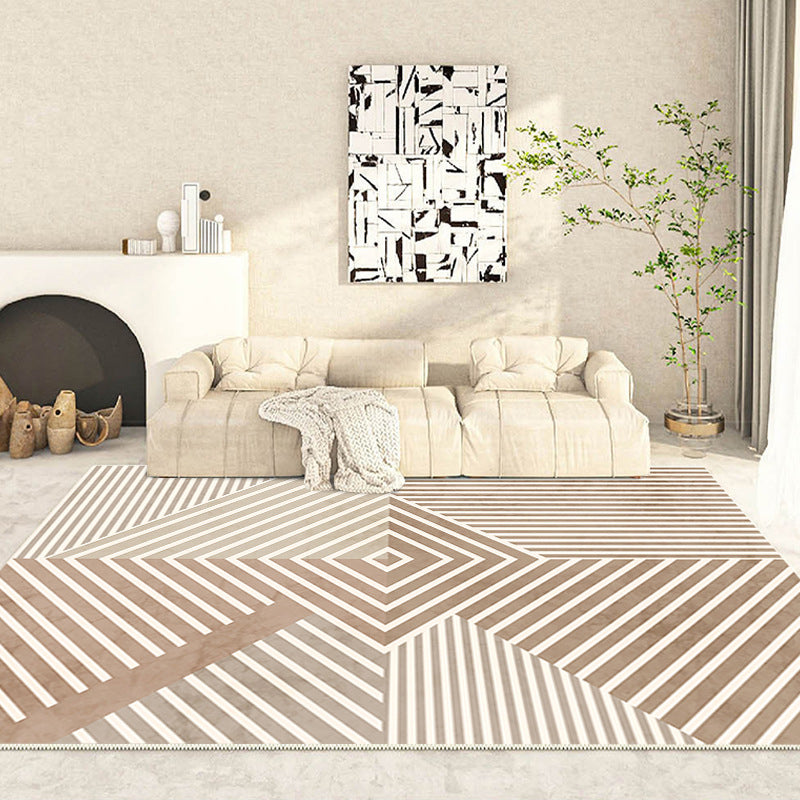 Modern Geometric Pattern Living Room Rug Carpet Polyester Washable Area Rug