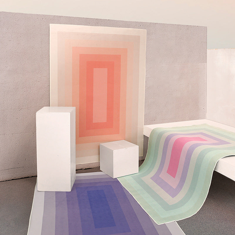 Macarone Couleur de couleurs de salon Bloc de couleur Bloc de tapis Polyester Area Washable Area