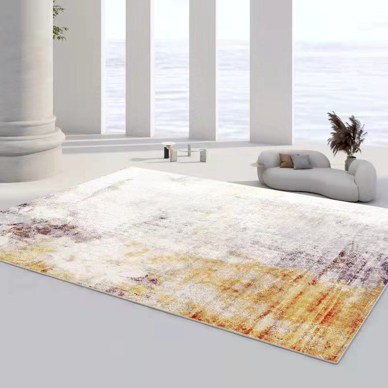 Abstract Style Indoor Rug Polyester Area Rug Stain Resistant for Living Room