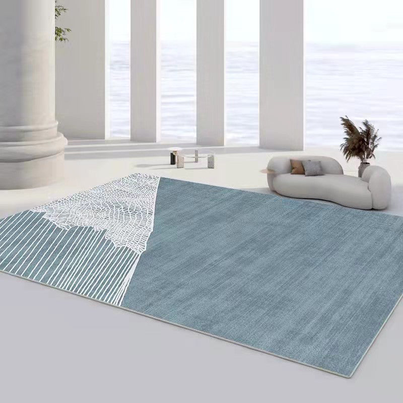 Abstract Style Indoor Rug Polyester Area Rug Stain Resistant for Living Room