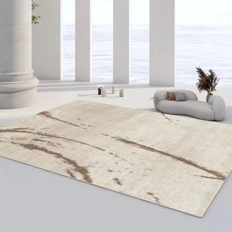 Abstract Style Indoor Rug Polyester Area Rug Stain Resistant for Living Room