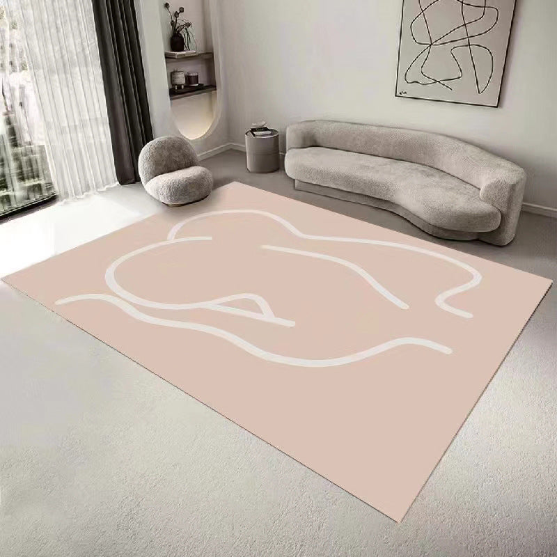 Light Brown Line Carpet Polyester Modern Carpet Washable Carpet for Home Decor