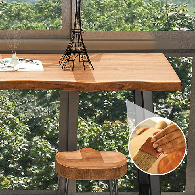 Brown Modern Style Specialty Bar Table Wood and Iron Coffee Shop Bar Table