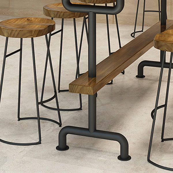 Brown Industrial Style Bar Table Pine Wood Milk Tea Shop Casual Bar Table