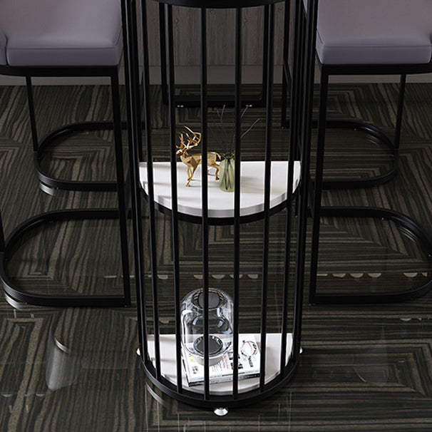 White Modern Style Bar Table in Faux Marble and Metal Specialty Coffee Shop Bar Table