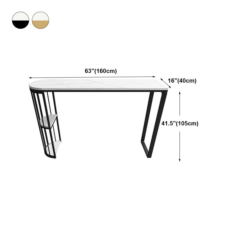 White Modern Style Bar Table in Faux Marble and Metal Specialty Coffee Shop Bar Table