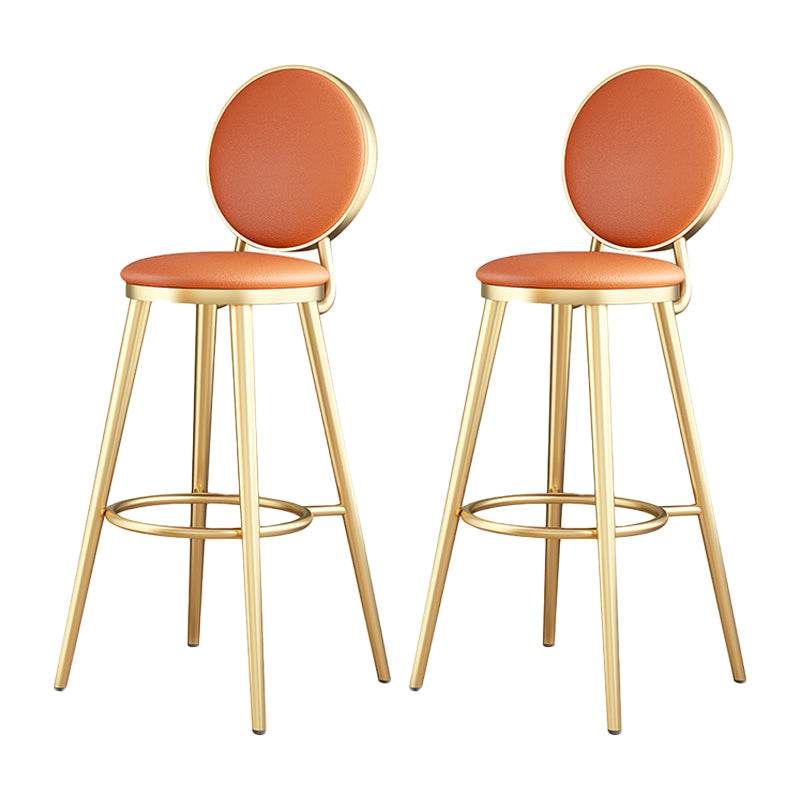 Glam Jewelry Shop PU Leather Stool Orange Footrest Low Back Stool