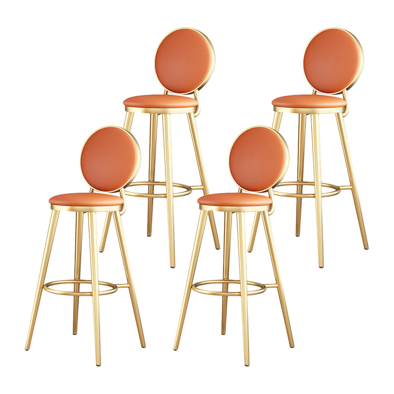 Glam Jewelry Shop PU Leather Stool Orange Footrest Low Back Stool
