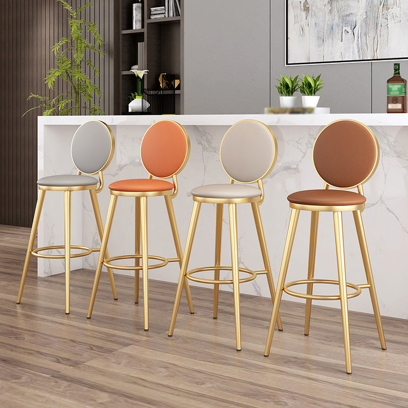 Glam Jewelry Shop PU Leather Stool Orange Footrest Low Back Stool