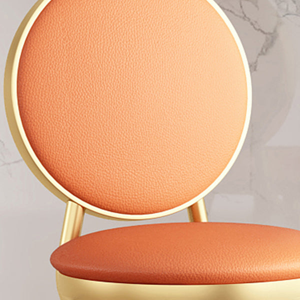 Glam Jewelry Shop PU Leather Stool Orange Footrest Low Back Stool