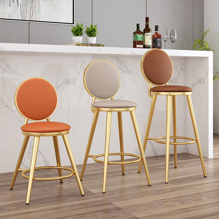 Glam Jewelry Shop PU Leather Stool Orange Footrest Low Back Stool