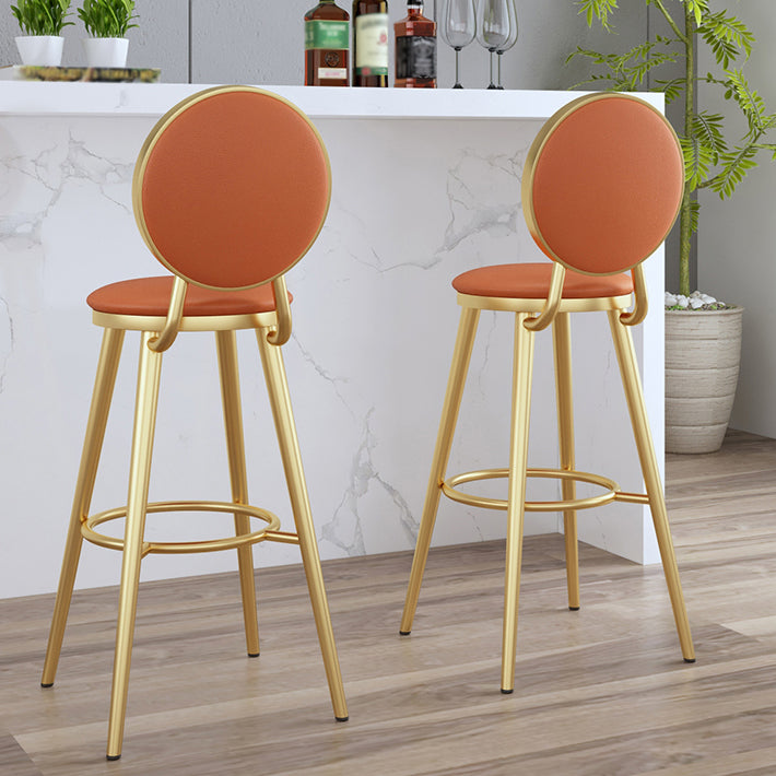 Glam Jewelry Shop PU Leather Stool Orange Footrest Low Back Stool