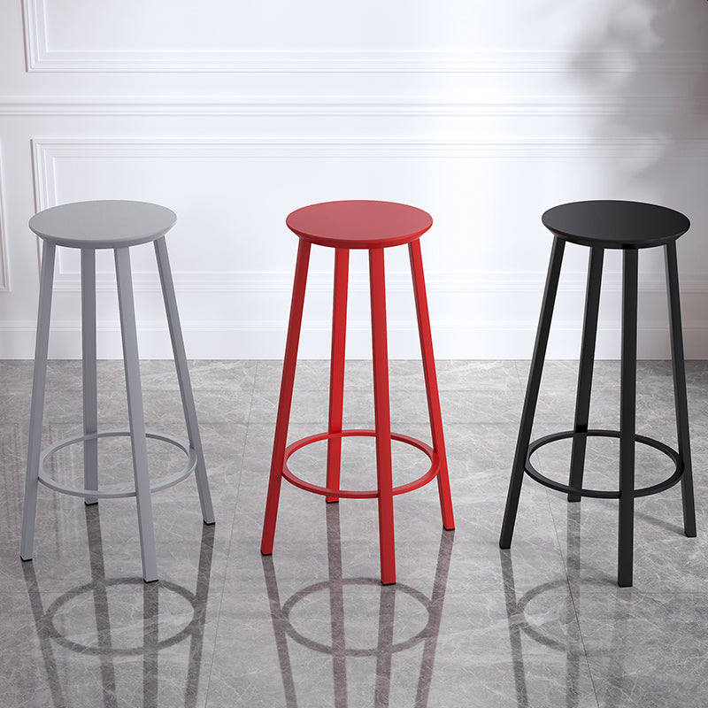 Contemporary Footrest Backless Barstool Matte Finish Iron Stool