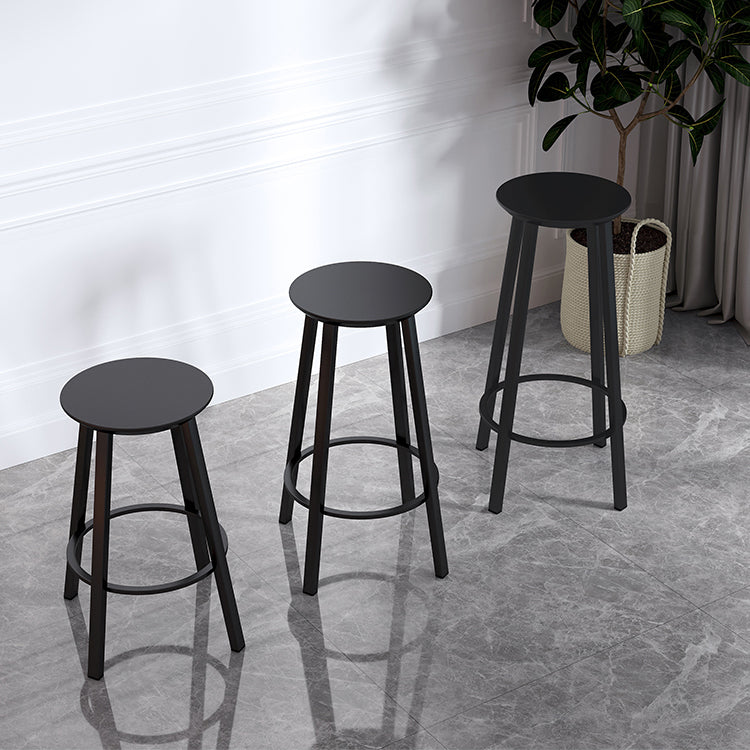 Contemporary Footrest Backless Barstool Matte Finish Iron Stool