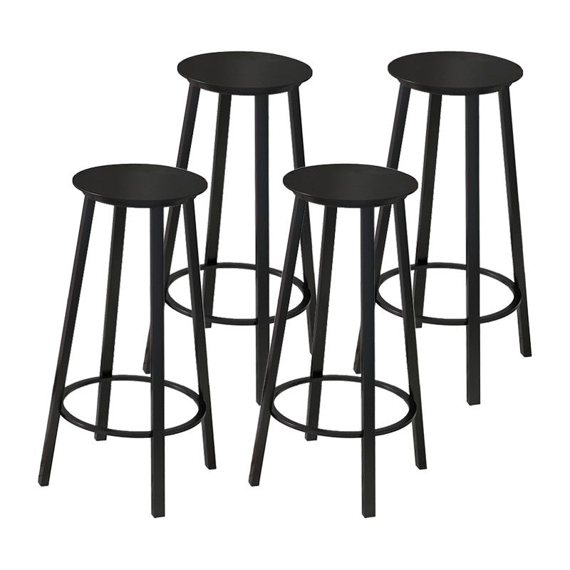 Contemporary Footrest Backless Barstool Matte Finish Iron Stool