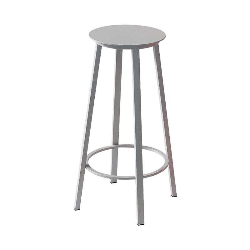 Contemporary Footrest Backless Barstool Matte Finish Iron Stool