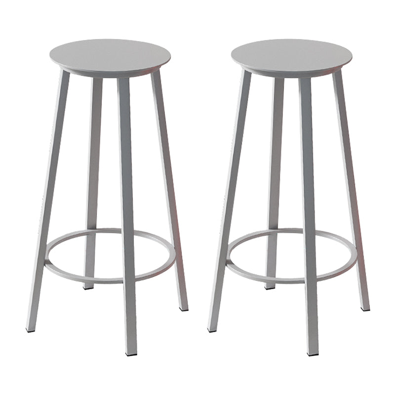 Contemporary Footrest Backless Barstool Matte Finish Iron Stool