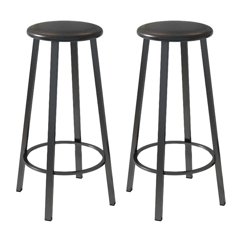 Contemporary Footrest Backless Barstool Matte Finish Iron Stool