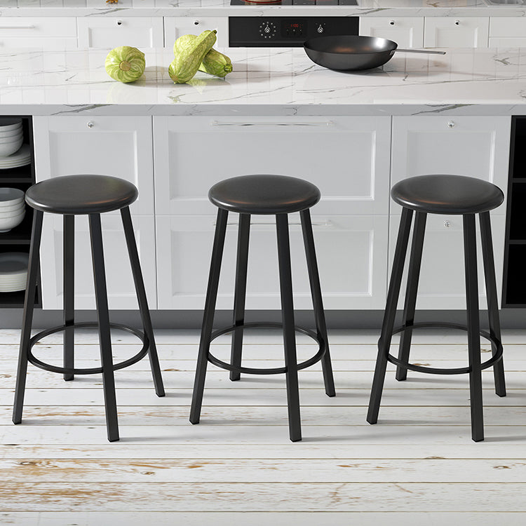 Contemporary Footrest Backless Barstool Matte Finish Iron Stool