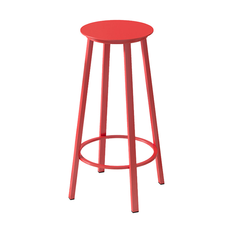 Contemporary Footrest Backless Barstool Matte Finish Iron Stool