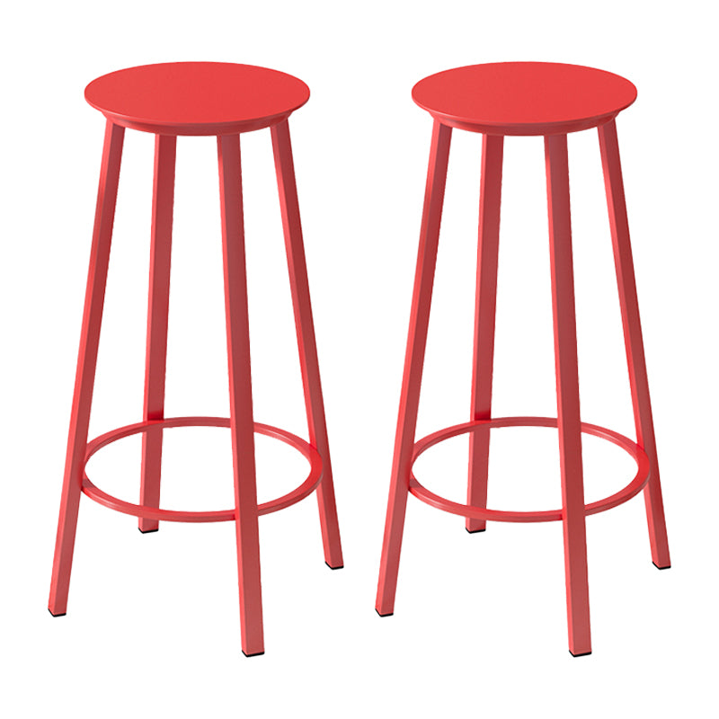 Contemporary Footrest Backless Barstool Matte Finish Iron Stool