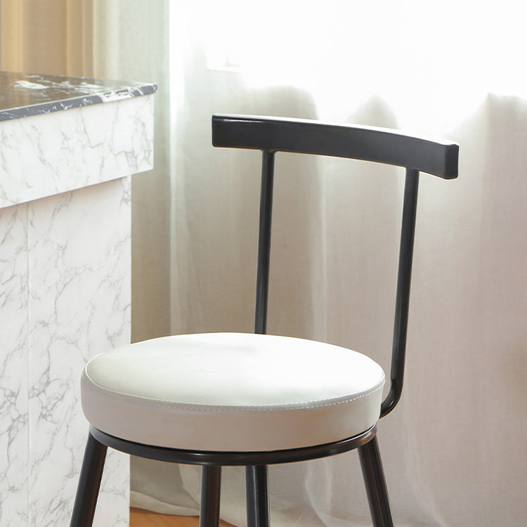 Glam Low Back Footrest Barstool Matte Finish Leather Reception Stool