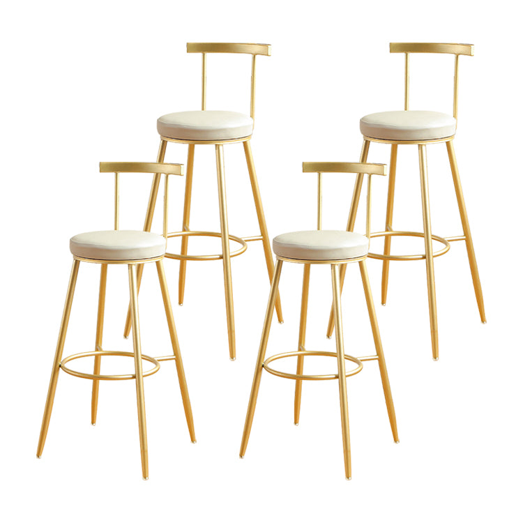 Glam Low Back Footrest Barstool Matte Finish Leather Reception Stool