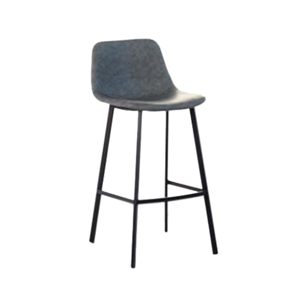 Industrial Low Back Bar-stool PU Leather Bar Stool with Metal Legs