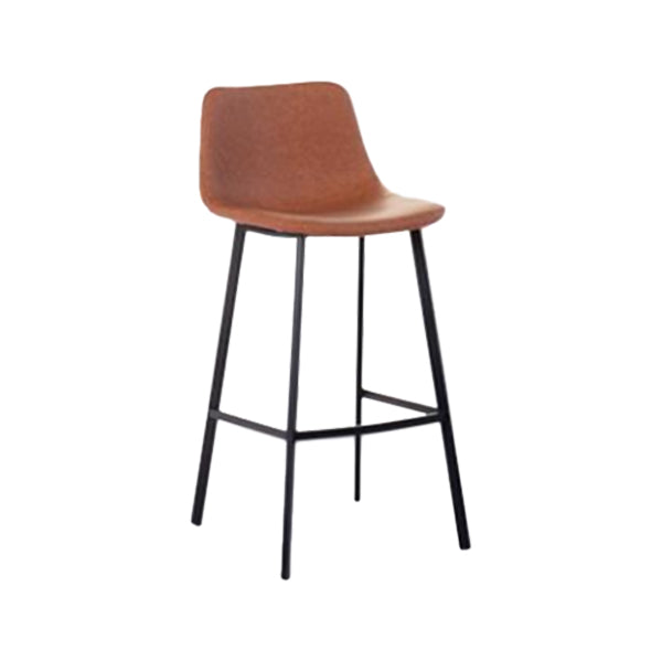 Industrial Low Back Bar-stool PU Leather Bar Stool with Metal Legs