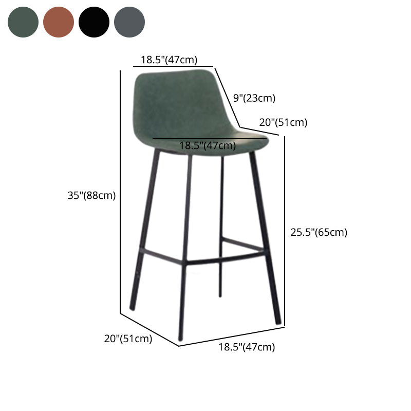 Industrial Low Back Bar-stool PU Leather Bar Stool with Metal Legs