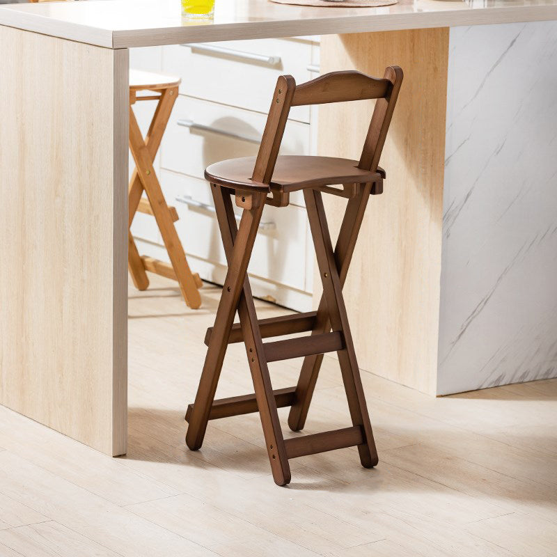Modern Design Low Back Round Bar Stools for Home Solid Wood Bar Stool with Wood Seat