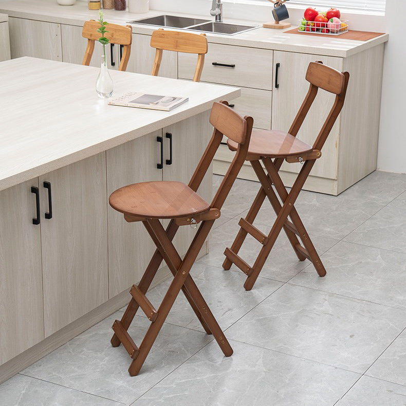 Modern Design Low Back Round Bar Stools for Home Solid Wood Bar Stool with Wood Seat