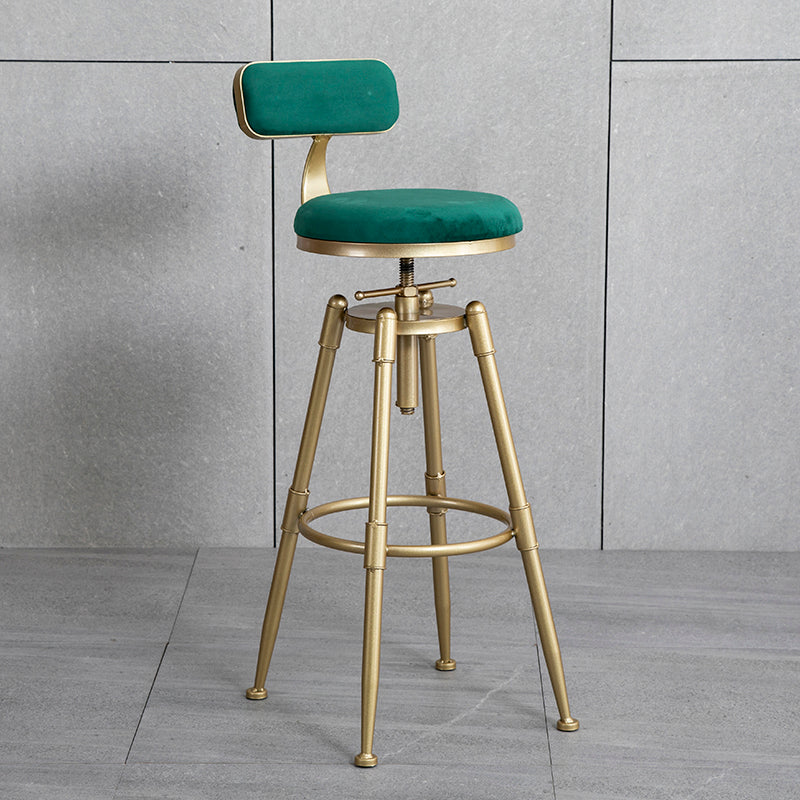 Glam Style Upholstered Bar Stools for Home Armless Stools with Metal Base