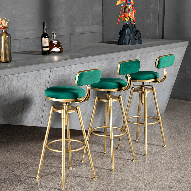 Glam Style Upholstered Bar Stools for Home Armless Stools with Metal Base