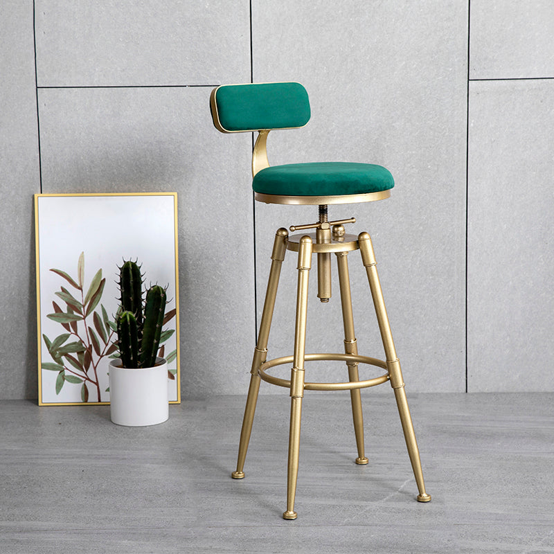 Glam Style Upholstered Bar Stools for Home Armless Stools with Metal Base