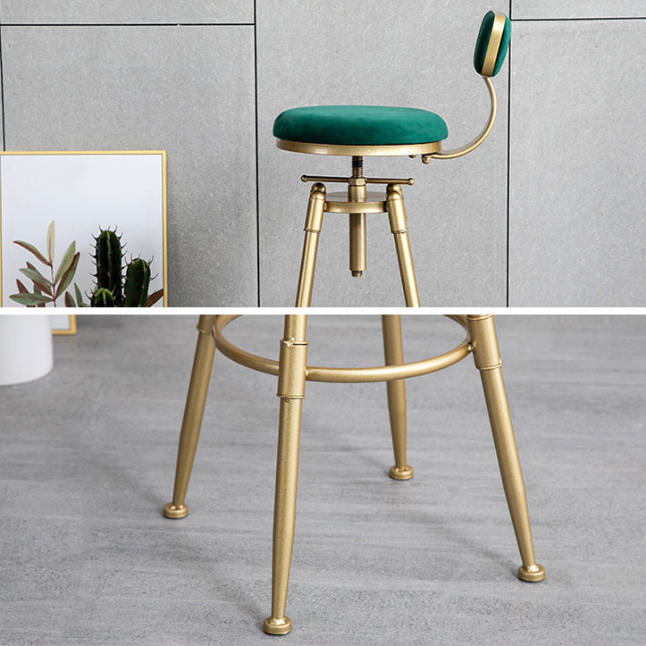 Glam Style Upholstered Bar Stools for Home Armless Stools with Metal Base