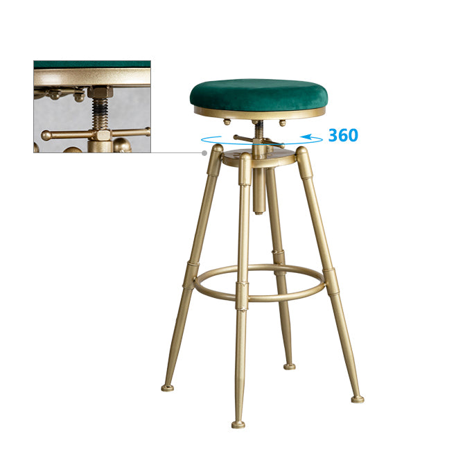 Glam Style Upholstered Bar Stools for Home Armless Stools with Metal Base