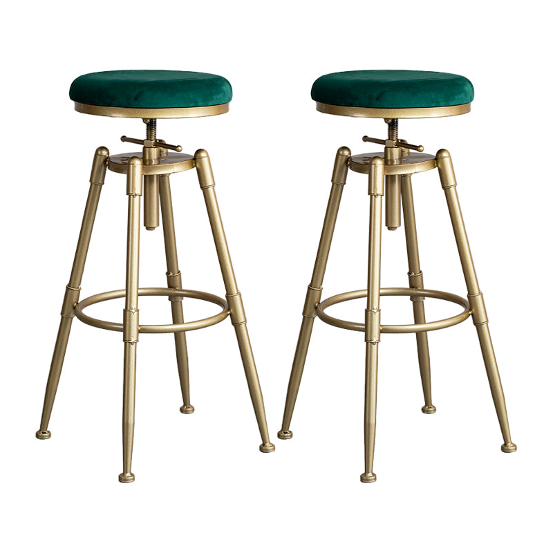 Glam Style Upholstered Bar Stools for Home Armless Stools with Metal Base
