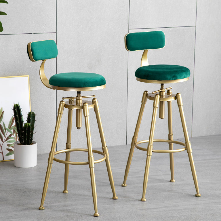 Glam Style Upholstered Bar Stools for Home Armless Stools with Metal Base
