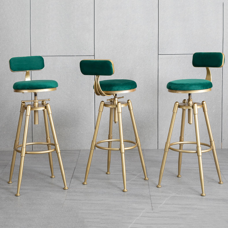Glam Style Upholstered Bar Stools for Home Armless Stools with Metal Base