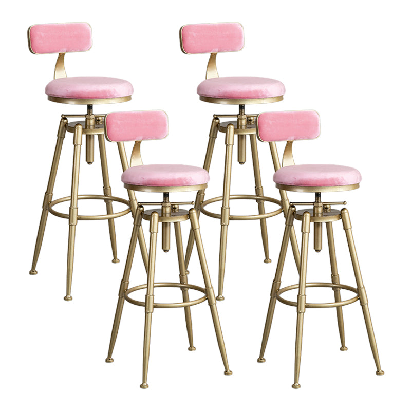 Glam Style Upholstered Bar Stools for Home Armless Stools with Metal Base