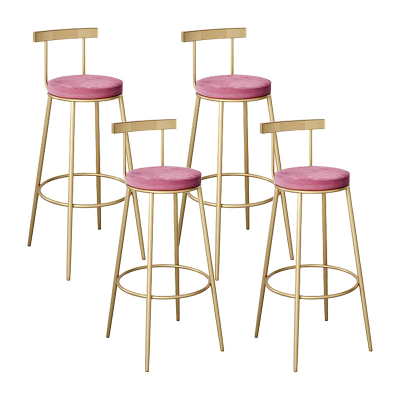 Contemporary Round Bar and Counter Stool Metal Stool with 4 Gold Legs
