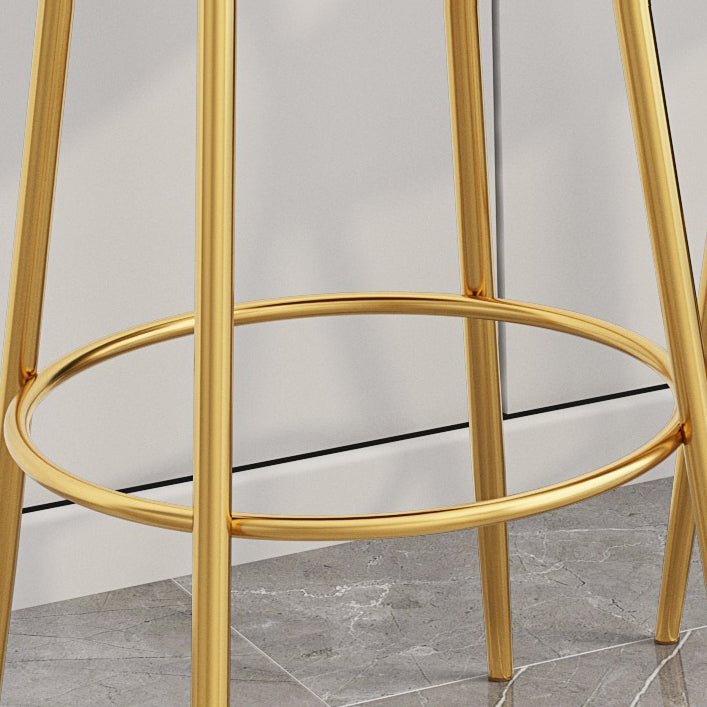 Contemporary Round Bar and Counter Stool Metal Stool with 4 Gold Legs