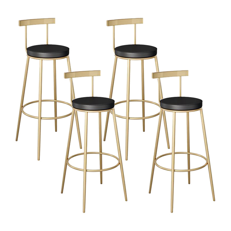 Contemporary Round Bar and Counter Stool Metal Stool with 4 Gold Legs