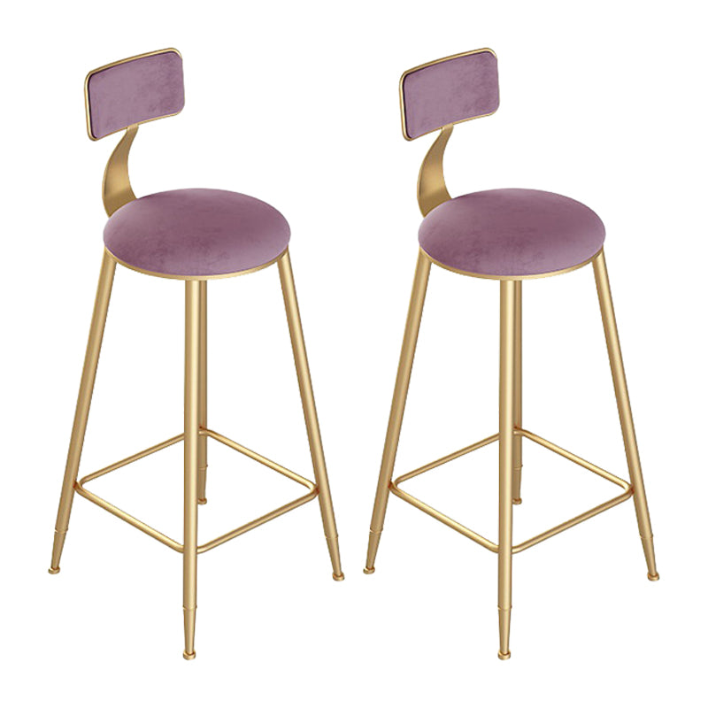 Contemporary Round Bar and Counter Stool Low Back Stool with 4 Gold Legs
