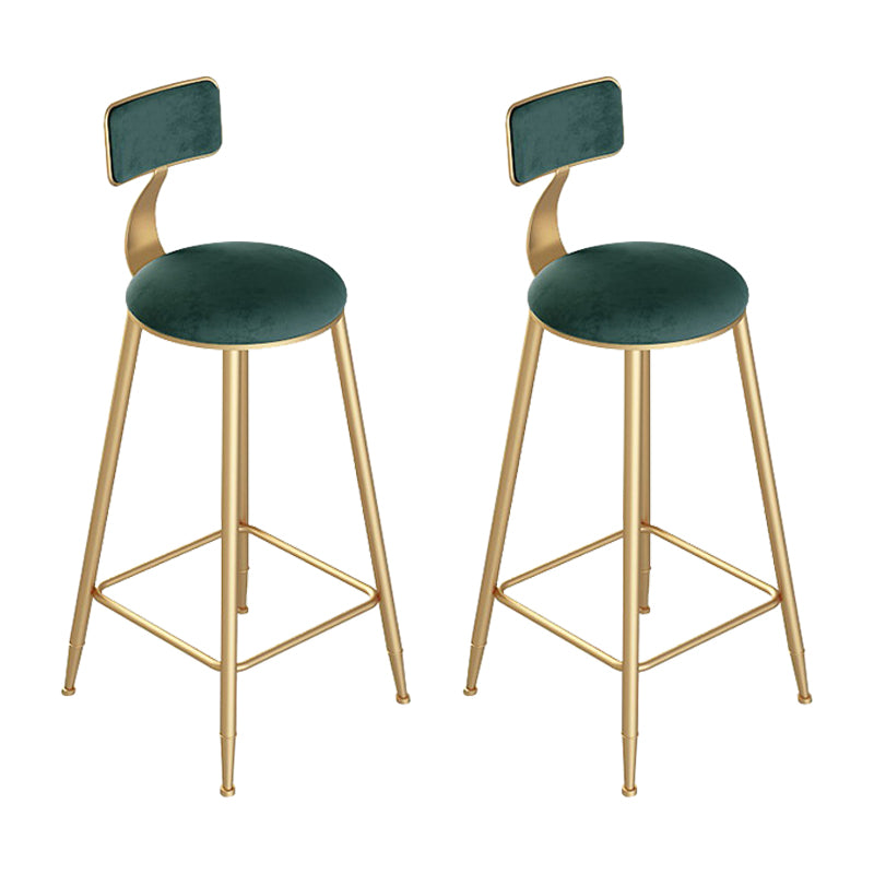 Contemporary Round Bar and Counter Stool Low Back Stool with 4 Gold Legs