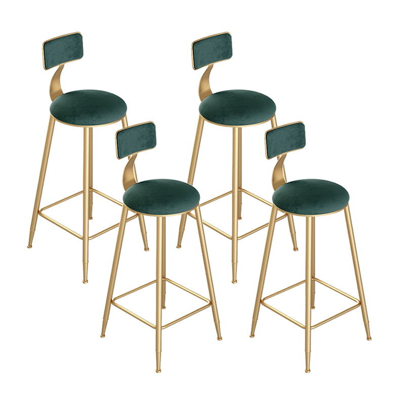 Contemporary Round Bar and Counter Stool Low Back Stool with 4 Gold Legs