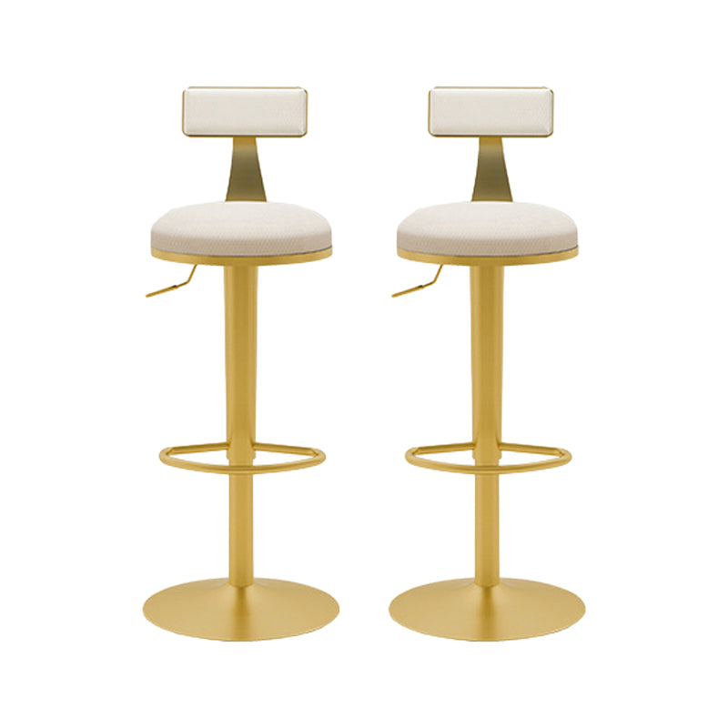 Contemporary Metal Bar and Counter Stool Low Back Stool with Pedestal Base in Gold
