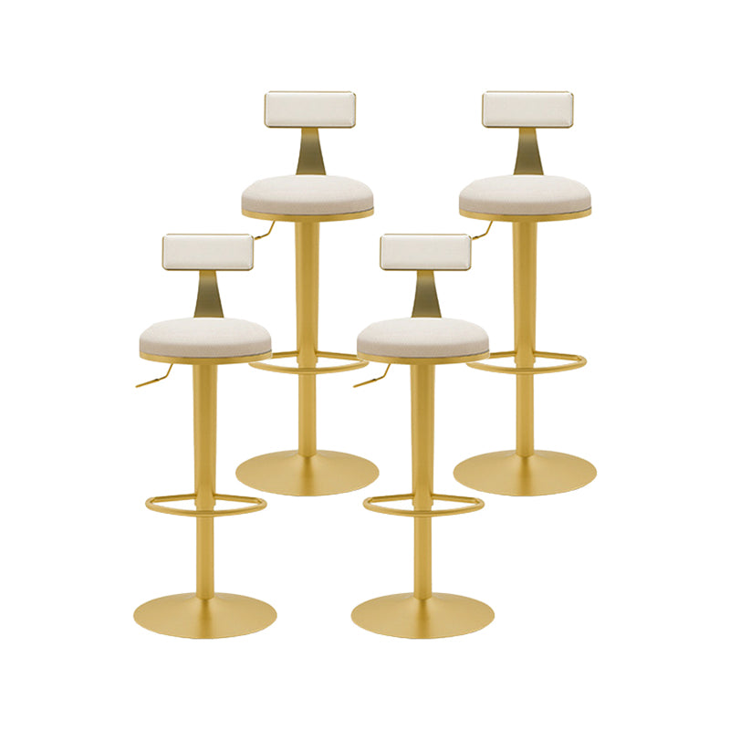 Contemporary Metal Bar and Counter Stool Low Back Stool with Pedestal Base in Gold