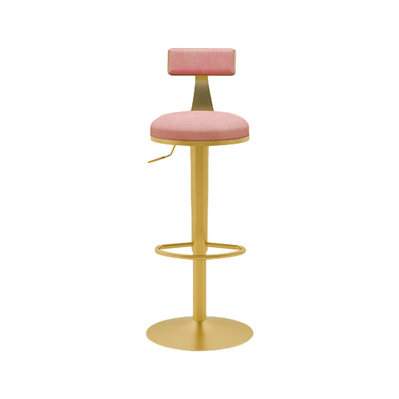 Contemporary Metal Bar and Counter Stool Low Back Stool with Pedestal Base in Gold